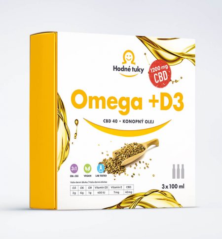 Omega +D3 konopný olej s 1200 mg CBD balení