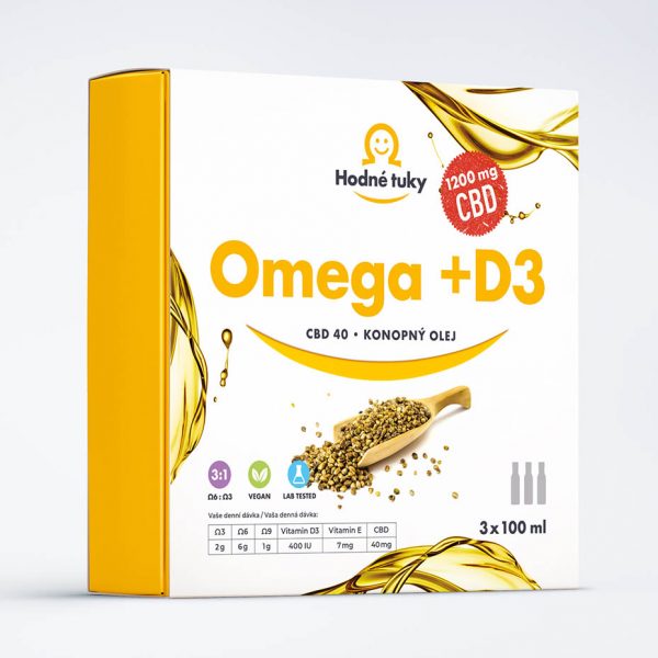 Omega +D3 konopný olej s 1200 mg CBD balení