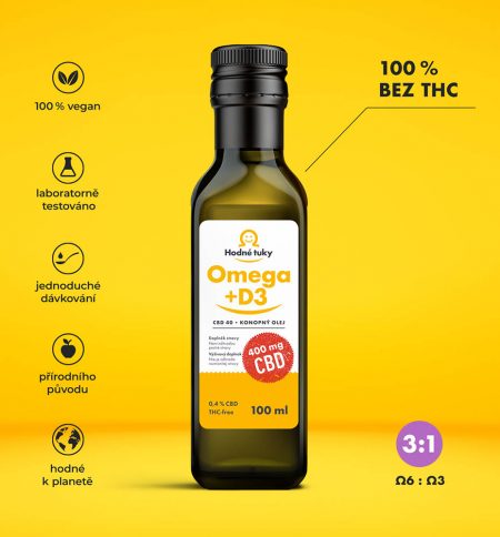 Omega +D3 konopný olej s 400 mg CBD