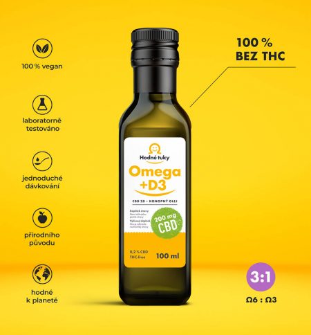 Omega +D3 konopný olej s 200 mg CBD